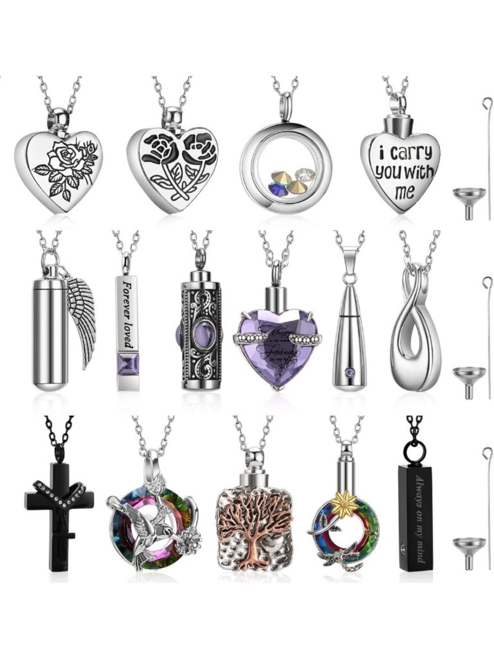 15 Pcs Urn Necklace Set for Ashes - Elegant Cremation Jewelry for Women